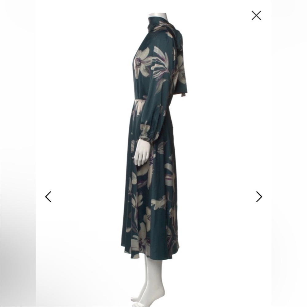 Teri Jon BY Rickie Freeman Chic Floral Midi Dress with Tie Neck Size 10 - Picture 5 of 10